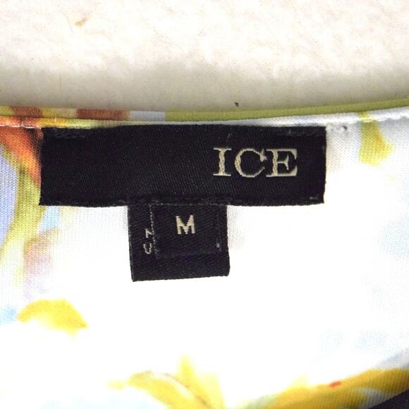 ICE Cropped Shirt & Skirt Set Bold Colorblocks and Floral Contrasting Prints S - Picture 4 of 6